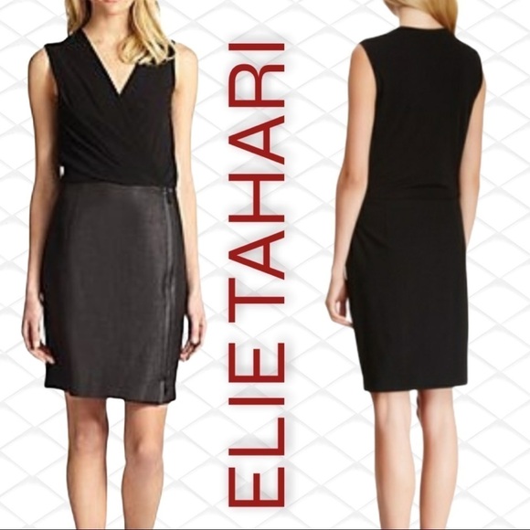 ELIE TAHARI Drayla Elegant Mixed Media Sheath Dress, Size 0 - Picture 2 of 12